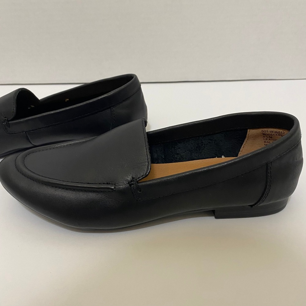 White Mountain Preppy Loafers Women 6.5 Black Leather Slip On Almond Toe Flats - Picture 3 of 6